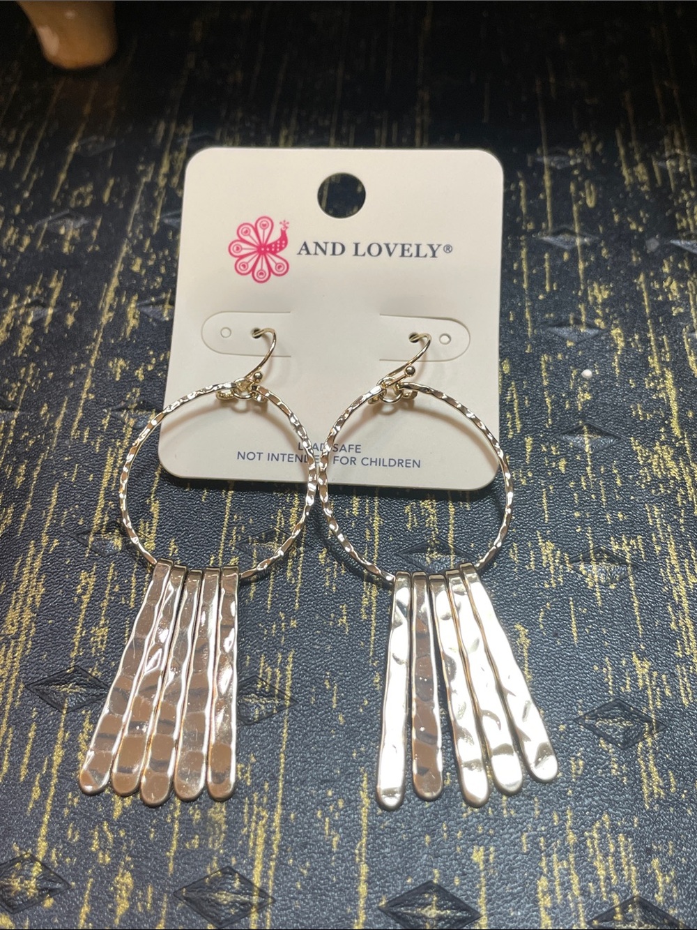 And Lovely Gold Hammered Fringe Hoop Earrings